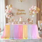 Pastel Rainbow Table Cloths for Parties Tulle Table Skirts Rectangle Tables 6ft Fitted Spandex Table Covers Stretch Elastic Banquet Wedding Baby Shower Birthday Party Table Cloths 6 Foot Rectangle by HBBMAGIC