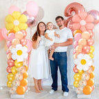 Kasyat 2 Sets Groovy Balloon Column Stand Kit Boho Daisy Macaron Pink Yellow Orange Pastel Retro Flower Balloons Arch Garland Kit for Baby Shower Birthday Wedding Hippie Flower Party Decoration - Image 7