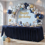 Navy Blue Satin Table Clothes for 4 Foot Rectangle Tables - 4FT Wrinkle Resistant Glitter Rectangle Tablecloths, Party Table Covers for Wedding Banquet, Baby Shower, Birthday, Holiday Dinner by WishCare