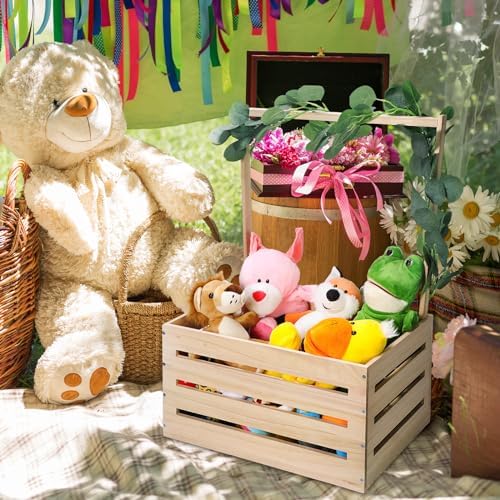 Barydat Wooden Baby Shower Crate Basket with Handle, Wood Color - Image 5