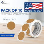Perco Kraft Brown Perforated Round Circle Dot Sticker 2-Inch Labels — 10 Rolls, 5,000 Stickers - Natural Rustic Labels for Handmade Products, Thank You Stickers & Packaging - Made in USA - Image 2
