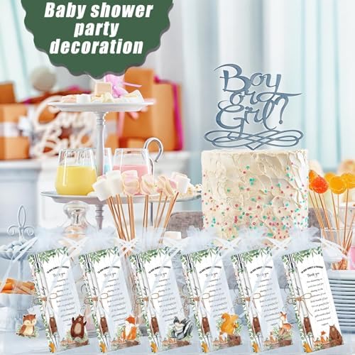 145 Pieces Woodland Baby Shower Favors for Guest Woodland Animals Ballpoint Pens and Keychains Party Favors Bulk Retractable Baby Shower Gifts Pens Gender Reveal Greeting Cards Souvenirs Prizes - Image 5