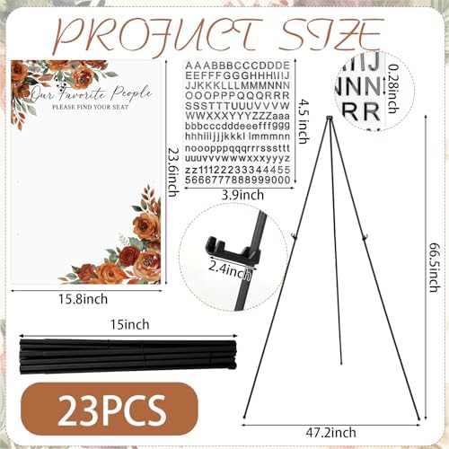 Pinkunn Terracotta Floral Wedding Seating Chart with Easel Display Stand 15.8 x 23.6 Inch Rose Wooden Rustic Seating Chart Board Please Find Your Seat Sign for Baby & Bride Shower Wedding Sign Decor - Image 5