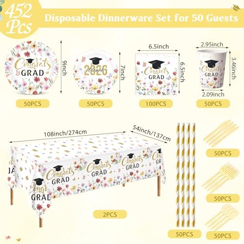 Ceenna Graduation Party Supply Decoration for 50, Gold - Image 3
