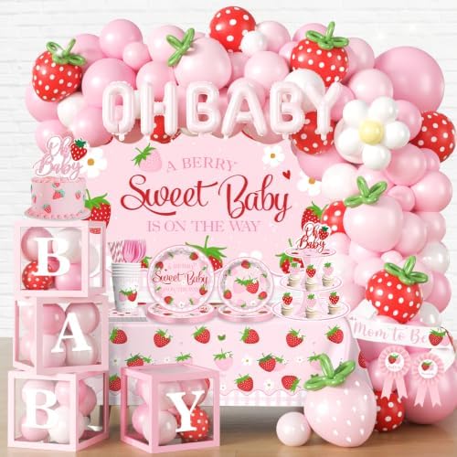 Berry Sweet Baby Shower Decorations, All-in-1 Set for 25 Guests by Unknown