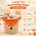 Cute Fox Basket for Nursery, Large Blanket Gift Basket,14"D×11"H - Image 2