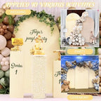 Metal Arch Stand and Cover Set,1 Beige Spandex Fitted Backdrop with 1 Gold Wedding Arched Stand Frame for Parties Birthday Baby Shower Bridal Banquet Decoration (7.2FT) - Image 6