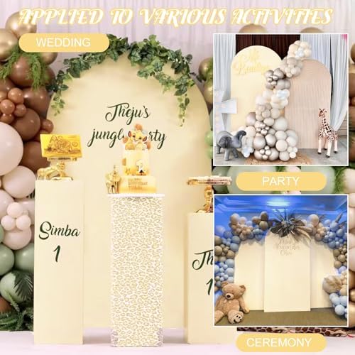 Metal Arch Stand and Cover Set,1 Beige Spandex Fitted Backdrop with 1 Gold Wedding Arched Stand Frame for Parties Birthday Baby Shower Bridal Banquet Decoration (7.2FT) - Image 6