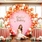 Gallety 7.2FT Pink Round Backdrop Cover with String Lights, Adjustable Fit for 5FT–7.2FT Circle Arch Stands, 4 Metal Clips & 24 Clear Clips, Circle Backdrop Cover for Wedding, Birthday & Baby Shower - Image 5