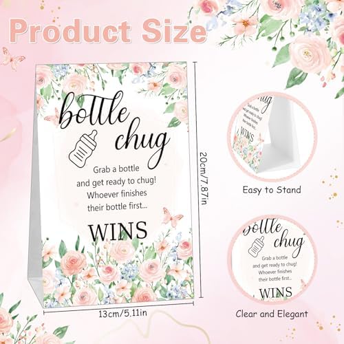 TrelaCo 20 Pcs Bottle Chug Game, Pink Flower Baby Shower Favors - Image 2
