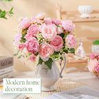 Geosar 8 Bundles Artificial Peonies Flowers,Russet Red, Light Pink - Image 4