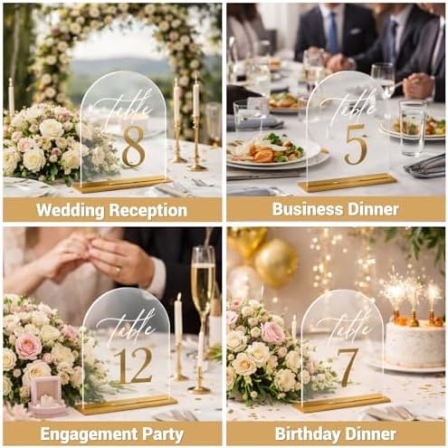 Wedding Table Numbers 1-10, 5.5" x 7" Acrylic Reception Signs with Stands - Image 5