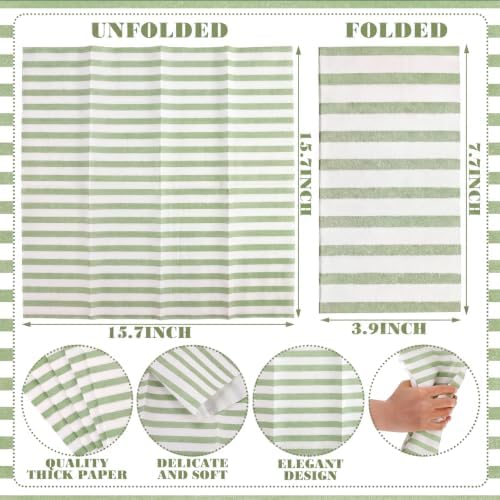 100 Pack Striped Linen-feel Napkins Bulk Striped, Sage Green - Image 2