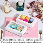 RomanticBaking 50 Pack White Cookies Boxes 7 x 4 3/8 x 1 1/2inches Auto-Popup Sturdy Bakery Boxes with Window,Macaron Boxes Hot Chocolate Bombs Boxes Cakesicle Boxes - Image 3