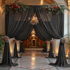 40ft x 10ft Black Backdrop Curtain Drapes, Wrinkle-Free Sheer Chiffon Fabric Photo Background Panels for Wedding Arch Party Ceremony Stage Photography Decorations - Image 3