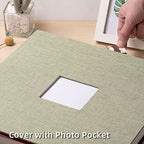 HoneyTolly Large Photo Album Self Adhesive, DIY Scrapbook Album for 600 Photos, 13"x12.6" 120 Pages Linen Cover Memory Book(Grass Green) - Image 2