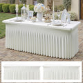 2 pk Ivory Spandex Tablecloth 6ft with Ruffle Skirts,Wrinkle Free High Stretch Cream Fitted Tablecloths for 6 Foot Rectangle Tables,Elastic Spandex Table Covers 6 ft for Parties Weddings Banquet by ENJOYYOURPARTY