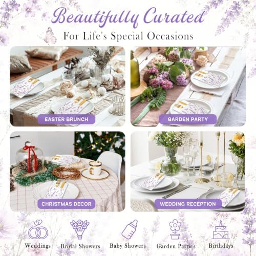Lavender Linen Feel Pocket Napkins for Wedding Decor Cocktail Party - Image 6
