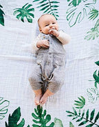 Little Unicorn Keepsake Monthly Milestone Photo Blanket – 47” x 46” – Milestone Cards Included - 100% Cotton Muslin – Machine Washable – Playful Designs - for Boys & Girls (Tropical Leaf) by LittleUnicorn