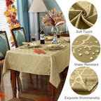 SASTYBALE Autumn Gold Champagne Jacquard Tablecloth 60"x102" Rectangle - Image 3