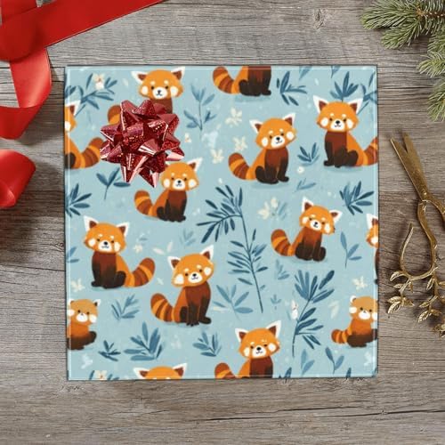 OTVEE 2 Rolls Birthday Wrapping Paper Roll - Red Pandas Pattern Design Gift Wrap Perfect for Weddings, Brides, Holidays, Baby Showers - 58 x 22.8 inches - Image 4