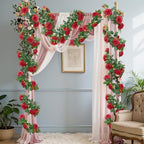 U'Artlines 3 Pack Artificial Red Rose Garlands Flower Vines 19.5 ft - Image 5