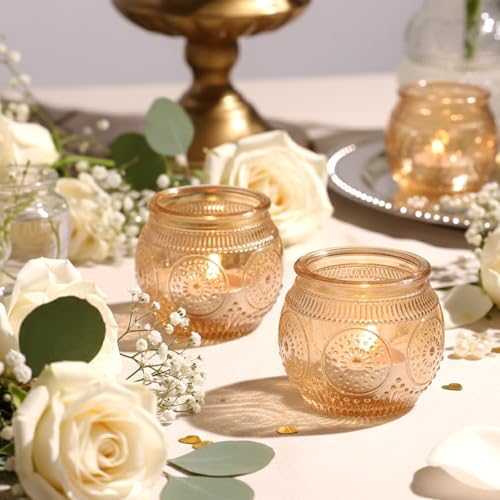 36 Pcs Gold Candle Holders Bulk- Floral Style Gold Centerpieces for Table, Tealight Candle Holders for Wedding, Bridal Shower, Birthday, Reception Party Table Decorations - Image 3