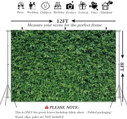 Green Leaves Backdrop - Nature Greenery Polyester Photography Background for Birthday Wedding Decor Soft Fabric Wall Banner | Baby Shower, Safari, Dinosaur Theme Photo Booth(12x8ft) - Image 3