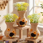 Novabright 3 Set 6 Inch Bee Hive Vase with Artificial Flowers Jute Rope by Unknown