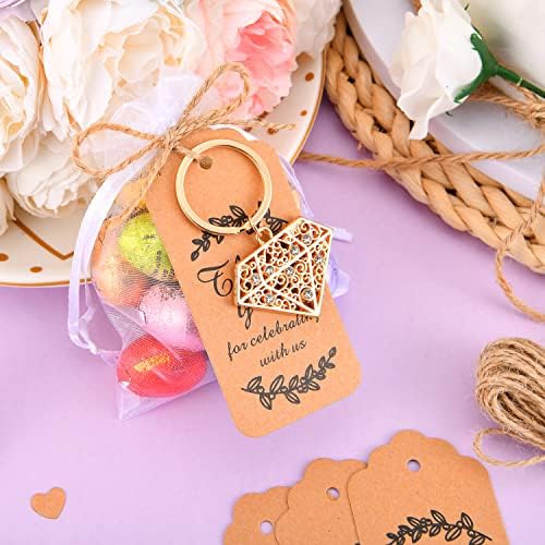 50 Pieces Diamond Shape Keyring/keychain for Bridal Shower,Wedding Party Decorations,Game Prizes, Favors,Gift,Decor,Souvenirs to Guests Bulk with Thank You Tags and Gift Bags - Image 5