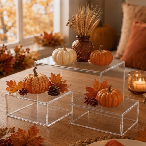 Jerify 6 Pcs Acrylic Riser Display Stands 5.91" 5.12" 3.54", Clear Square - Image 5