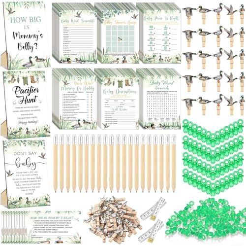 476 Pcs Mallard Duck Baby Shower Games, 9 Style Baby Shower Activities by Sherr