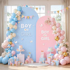 Pink and Blue Arch Backdrop Cover 7.2FT 6FT Wedding Arch Covers Set of 2 Arches Covers Stretchy Backdrop Spandex Arch Backdrops Double-Color for Party Baby Shower Gender Reveal Boy or Girl Decoration - Image 2