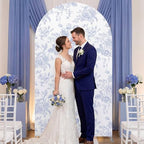 Tegeme Blue Floral Arch Cover 6ft Stretchy Arch Backdrop Cover - Image 4