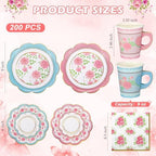 FillTouch 50 Sets Floral Paper Tea Cups and Saucers for Tea Party - Image 3