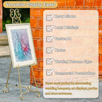 Metal Large Free Standing Adjustable Display Stand Scroll Easel with Chain Support, Gold Easel Stand for Sign, Heavy Duty Easel for Mirror, Wedding, Picture Frame (No Installation Required) - Image 4