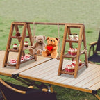 3 Tier Serving Ladder Stand with Swing, Wooden Cupcake Stand - Image 3