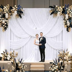 50ft×10ft Wrinkle Free White Backdrop Curtain for Parties, 10 Panels 5×10ft Polyester Photo Backdrop Drapes Wedding Back Drop Cloth for Birthday Baby Shower Photography Background Curtains - Image 4