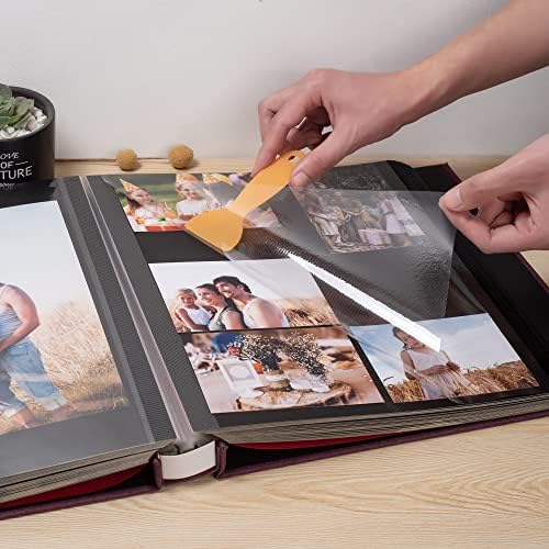 Large Photo Album Self Adhesive 4x6 5x7 3x5 8x10 Scrapbook Magnetic Album DIY Scrap Book Length 13 x Width 12.8 (Inches) 120 Black Sticky Pages Linen Cover DIY Photo Album(Purple) - Image 2