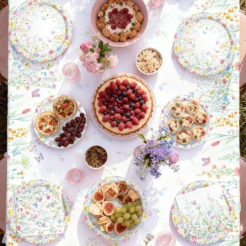 Wildflower Party Decorations Kit Serve 24: Wildflower Set with Paper Plates, Napkins, Cups, Banner & Tablecloth for Flower Birthday & Baby Shower Decorations - Image 4