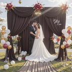 40 ft x 10 ft Wrinkle Free Brown Backdrop Curtain for Parties, Wedding Brown Photo Backdrop Drapes, Fabric 8 Panels 5ft x 10ft for Baby Shower Photoshoot Engagement Birthday Photography Background - Image 3