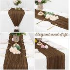 16 Pack Brown Cheesecloth Table Runners 20x120 Inch Gauze Table Runner Cheese Cloth 10FT Brown Table Runner Rustic Sheer Runner for Wedding Birthday Party Baby Shower Table Decor - Image 4