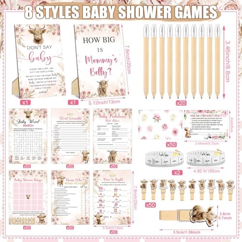 Funnymoom 426 Pcs Highland Cow Baby Shower Games Set, 8 Activities - Image 4
