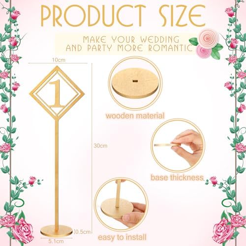 Lineshading 30 Pcs Wood Table Numbers 1-30 Gold Wedding Reception Party - Image 3