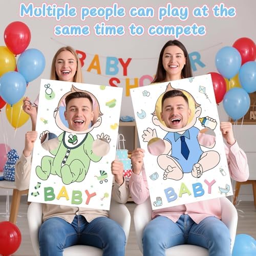 6 Set Baby Shower Games Party Favors Feed Me Funny Blindfolded Baby Shower Game for Adults Includes 6 Kt Boards 6 Eye Patches Fun Blindfold Food Feeding Game Kit for Gender Reveal Party Supplies - Image 5