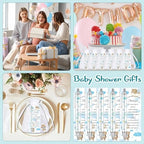 145Pcs Baby Shower Favors for Guest Blue Bear Ballpoint Pens Retractable Baby Shower Pens with Greeting Thank You Cards Keychains Organza Bags for Gender Reveal Souvenirs Prizes Return Gifts - Image 6