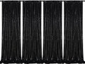 Black Sequin Backdrop 4 Panels 2FTx8FT Halloween Party Backdrop Curtains by QueenDream