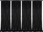 Black Sequin Backdrop 4 Panels 2FTx8FT Halloween Party Backdrop Curtains by QueenDream