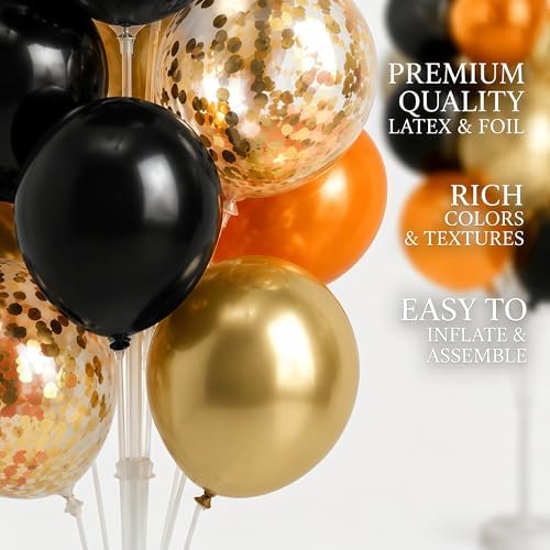 Balloon Column Kit Set of 2 With Balloons Included - with Base, and Pole,Balloon Tower Backdrop Decoration for Wedding, Baby Shower, Birthday Party, or Bachelorette Parties (Black Orange) - Image 5