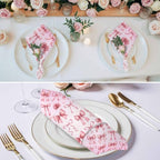 Pink Ribbon Bow Cloth Napkins Set of 8, Fantasy Sweet Bows Modern Abstract Washable Reusable Dinner Cocktail Napkin for Kitchen Party Wedding Banquet Holiday Baby Shower Table Decor - Image 3